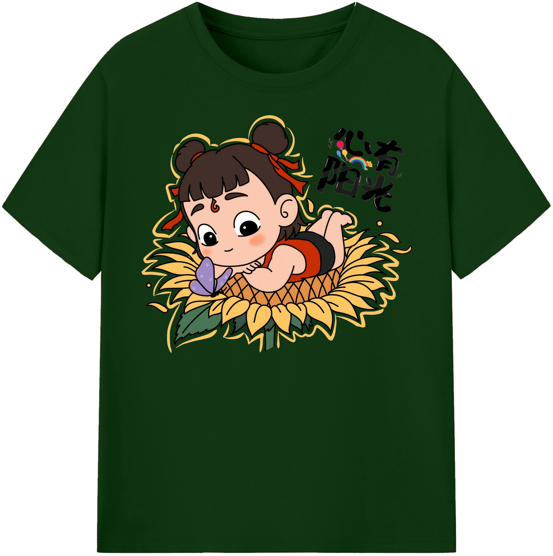 （画像用） Ne Zha 2 ナタ 魔童の大暴れ 綿100％半袖Tシャツ（フロントプリント）
